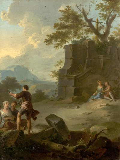 Landscape with Figures and Ruins by Franz Ferg
